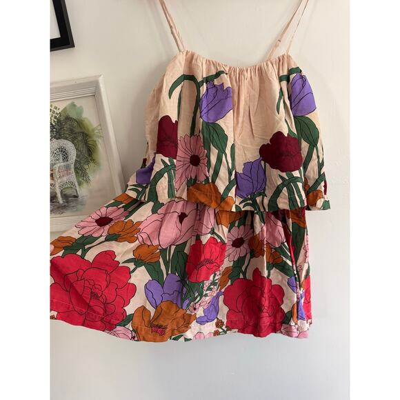 FARM RIO Tiered Floral Mini Dress Size Medium - Picture 4 of 8